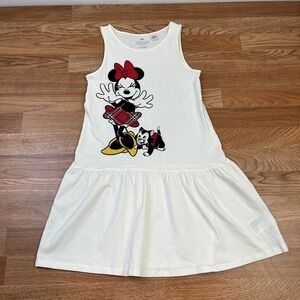 H & M Disney Minnie Mouse Sleeveless Dress Girls Size‎ 8/10 Cream NEW